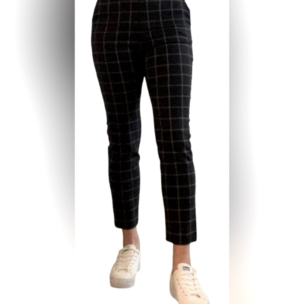 LAURA Navy Blue and white checked checkered plaid slacks trousers pants - size 8